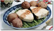 Baked halibut lunch