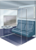 Illustration of a First Class Twin Sleeping Berth (day)