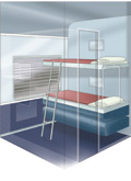 Illustration of a First Class Twin   Sleeping Berth (night)